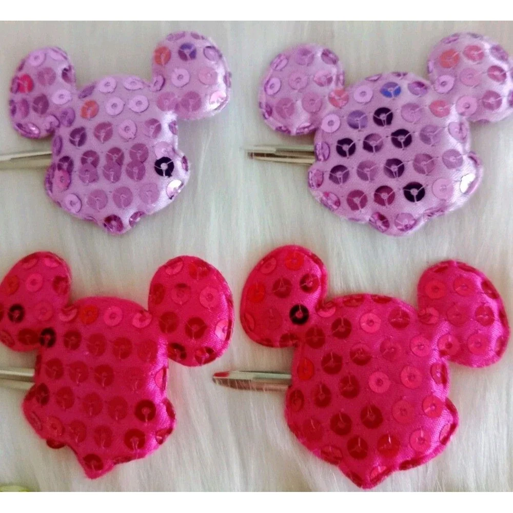 Girl's Lot Of 6 Mickey Mouse Sequin Hair Clips Girl's Accessories Colorful New